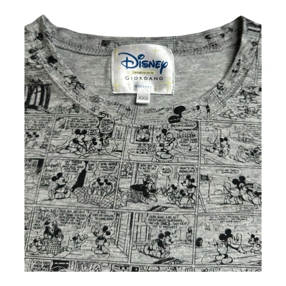 Disney Women's Vintage Disney Brought To You By Giordano Black Gray Print Sz XXS - Picture 2 of 11
